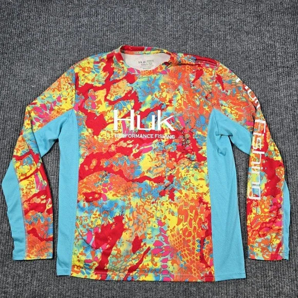 Huk Performance Fishing Shirt Mens Medium LS Icon X Kryptek Camo Polyester - Picture 1 of 12